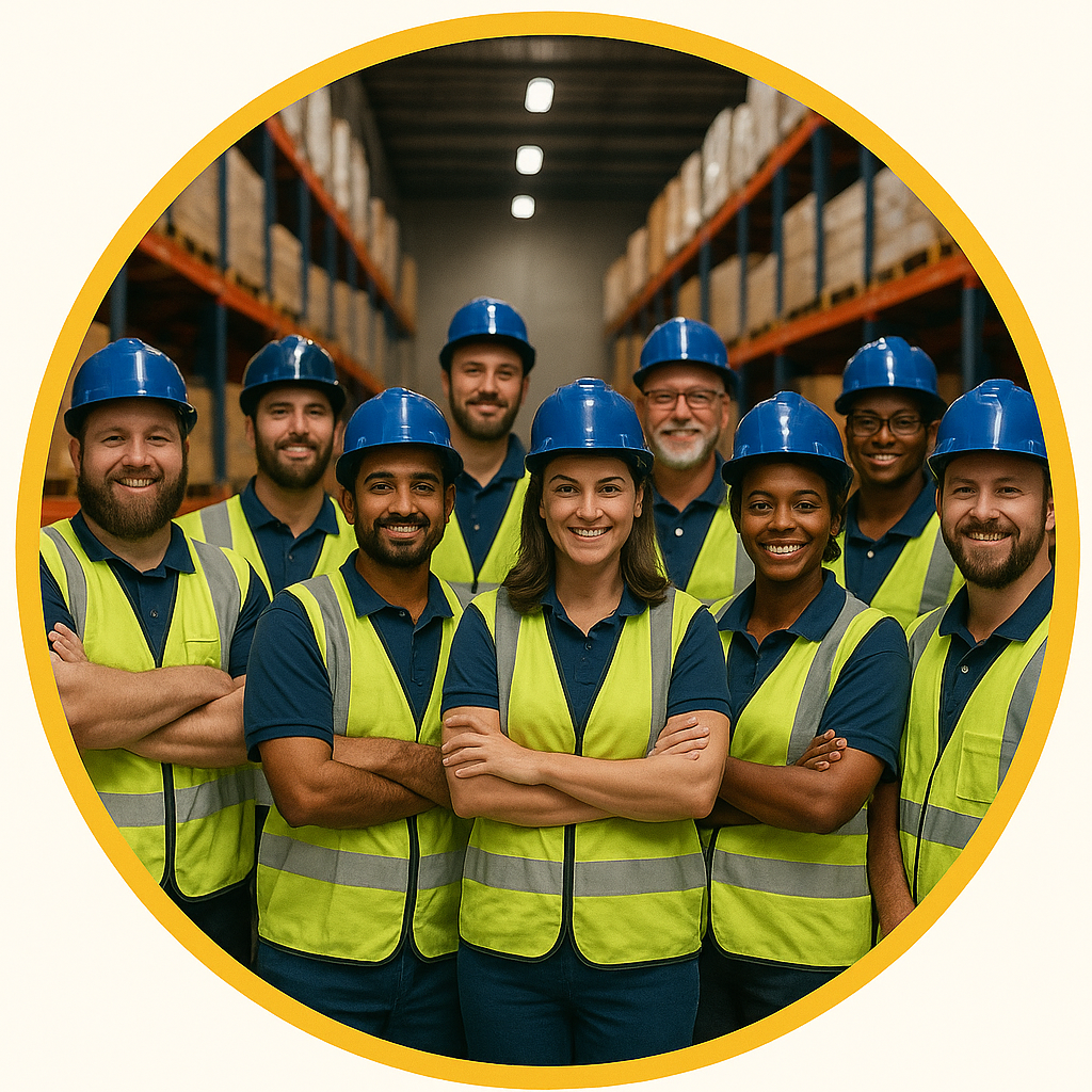Warehouse staff group photo